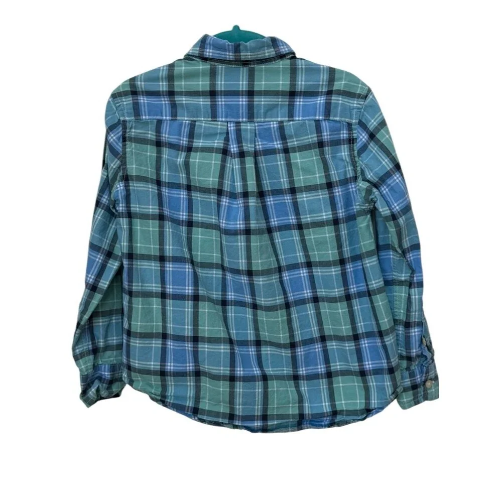 Ralph Lauren Boys Kids Long Sleeve Blue Cotton Plaid Button Down Shirt. 4. 4T.